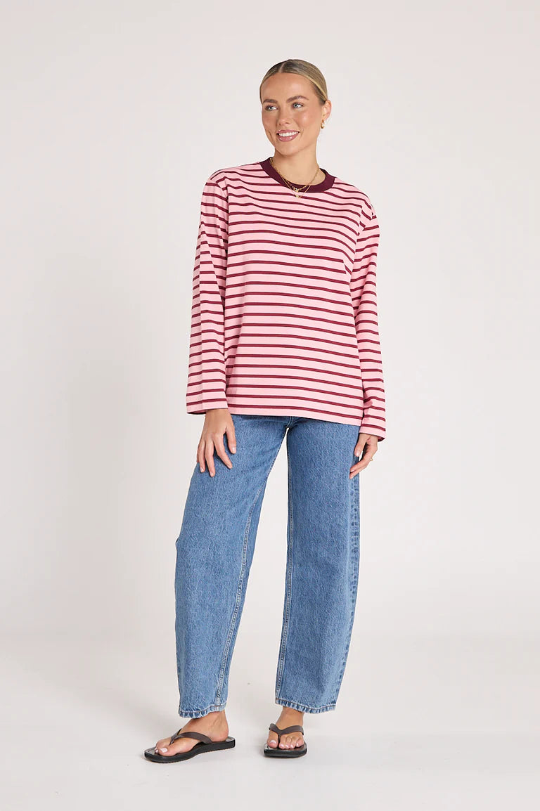 Carter Long Sleeve | Burgundy Pink Stripe {Coming Soon}