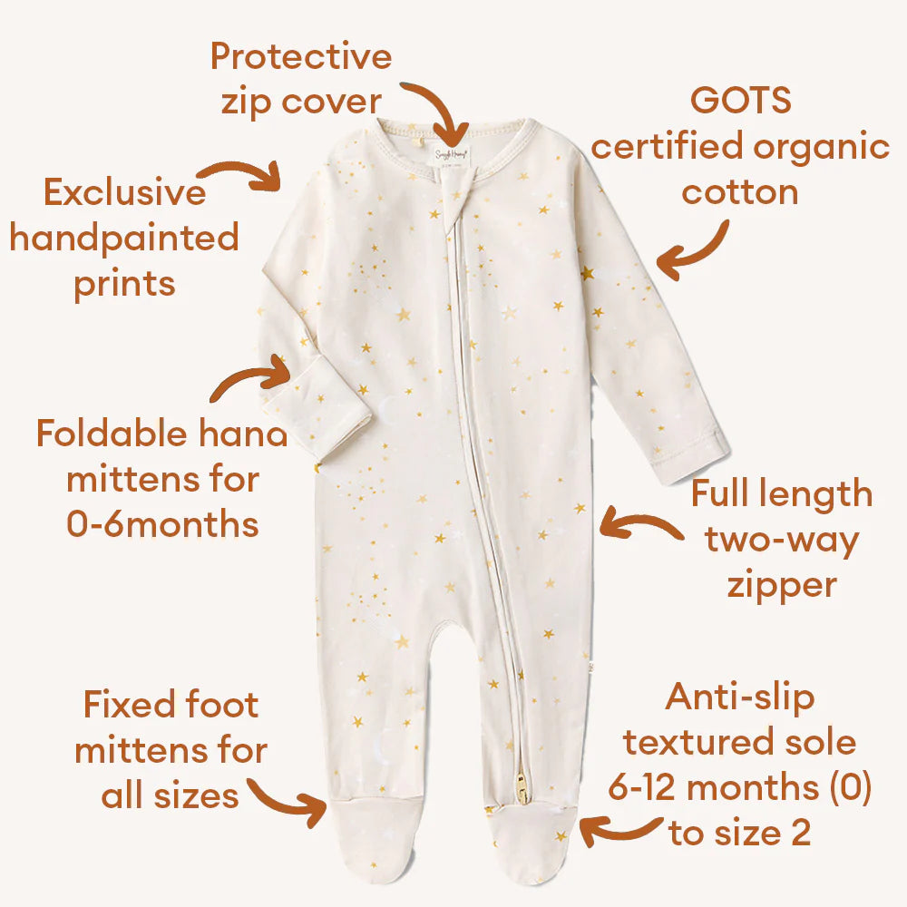 Organic Snuggle Sleepsuit Zip Footie | Stardust