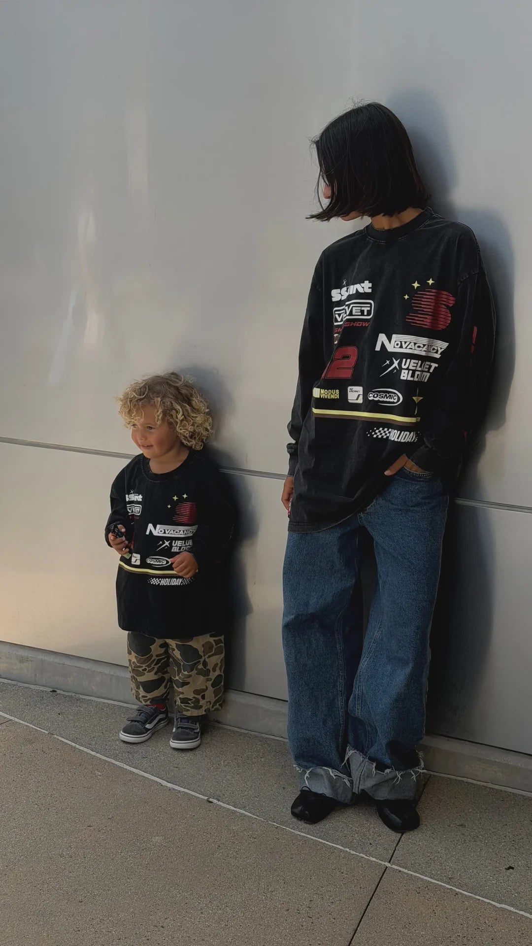 KIDS Signature Moto Tee | Black Acid Wash