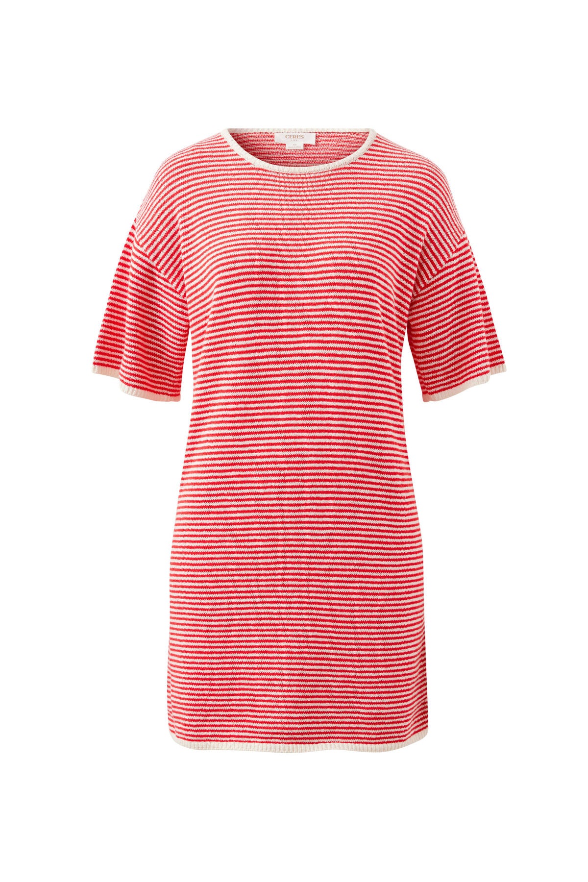 Fia Stripe Knit Mini Dress | Fiery Red Ecru Stripe