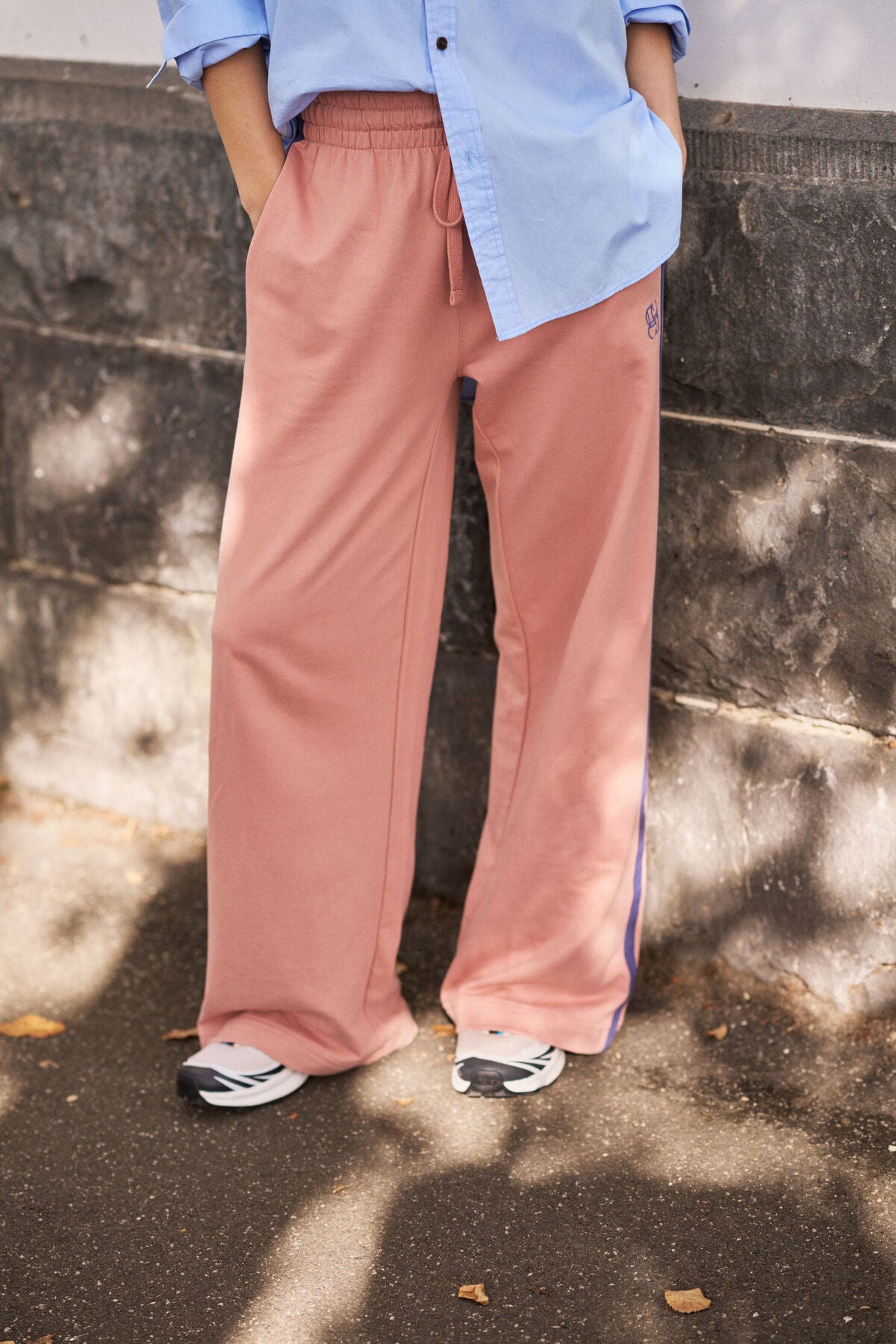 Gigi Wide Leg Terry Trackpant | Pink Clay