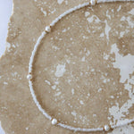 Mile - Necklace : Gold Stainless Steel / Pearly White / Adult Necklace 40-45cm