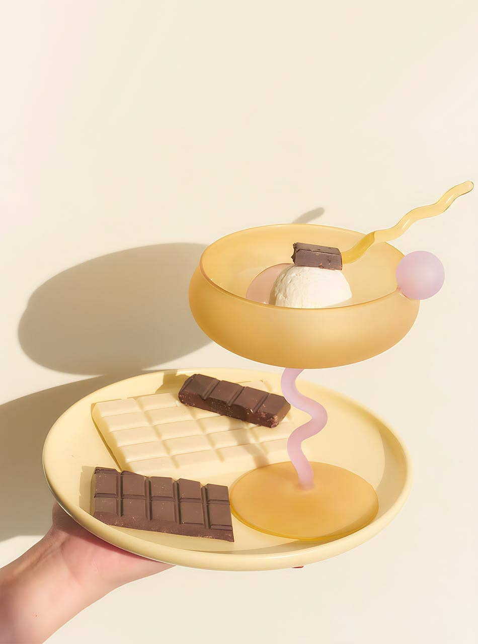 "Lollipop" Fun & Colourful Coupe Glass - Yellow