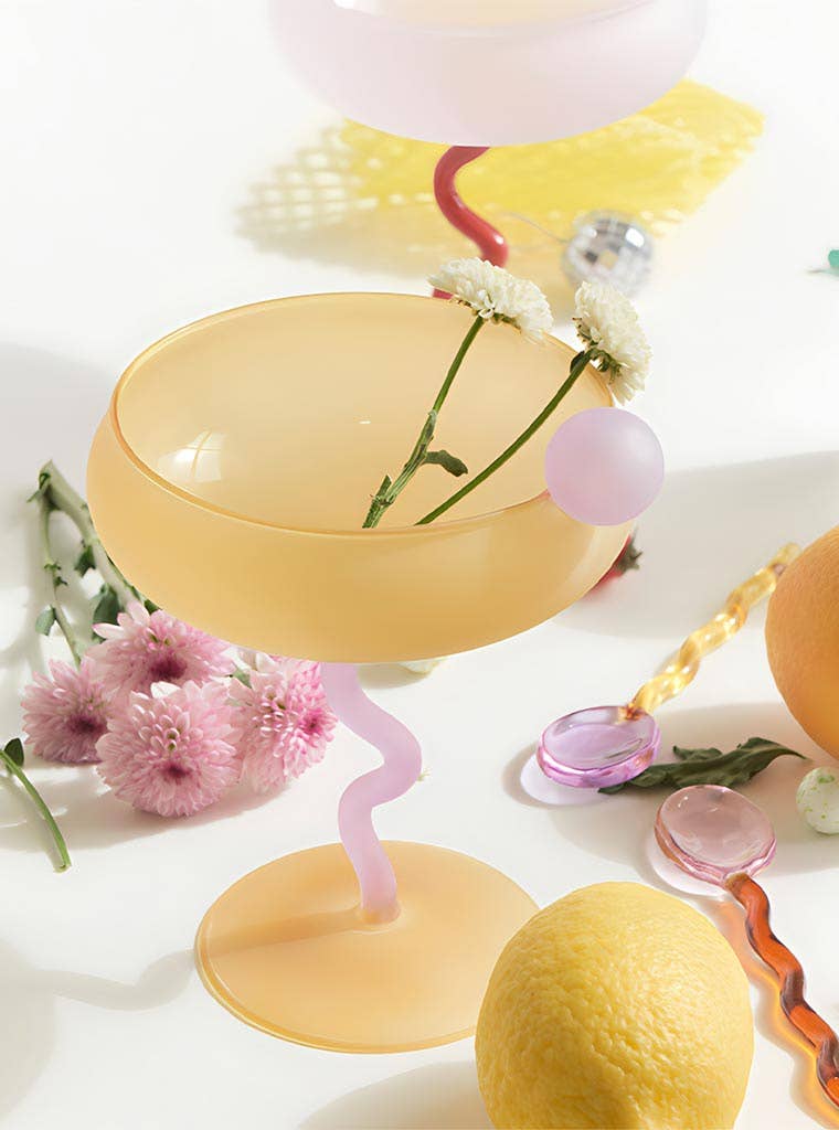 "Lollipop" Fun & Colourful Coupe Glass - Yellow