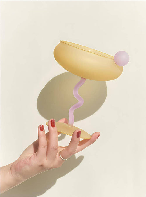 "Lollipop" Fun & Colourful Coupe Glass - Yellow