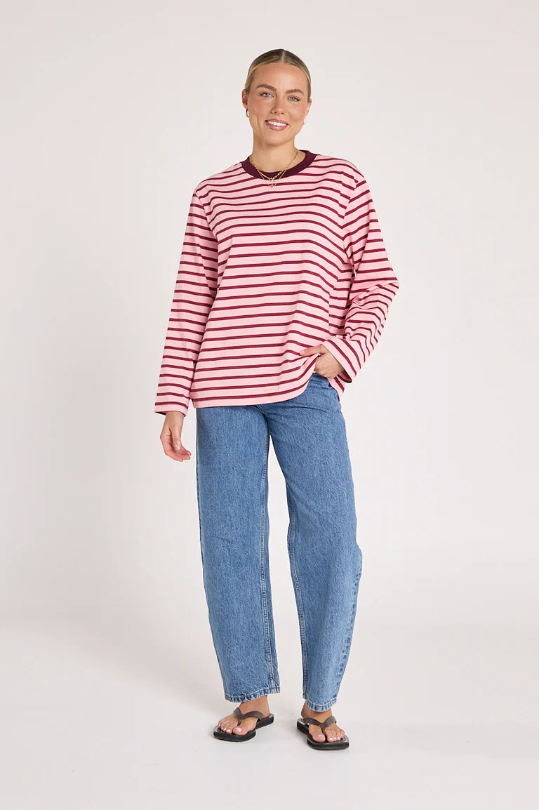 Carter Long Sleeve | Burgundy Pink Stripe {Coming Soon}