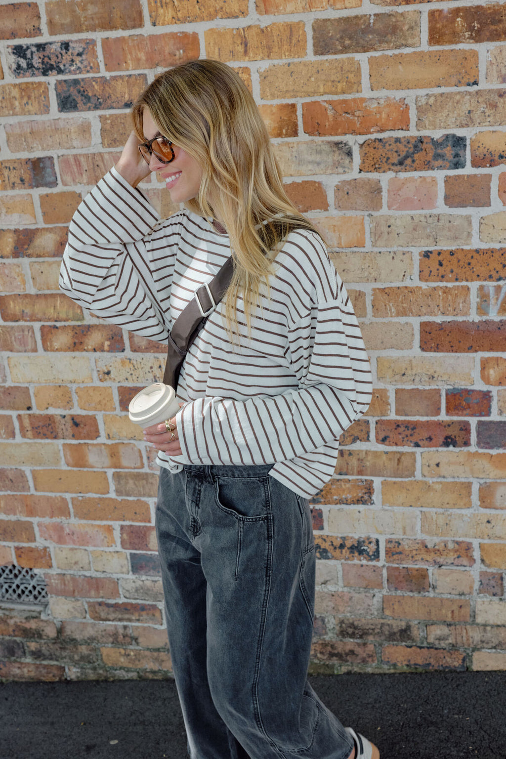 Beau Long Sleeve Tee | Brown Stripe