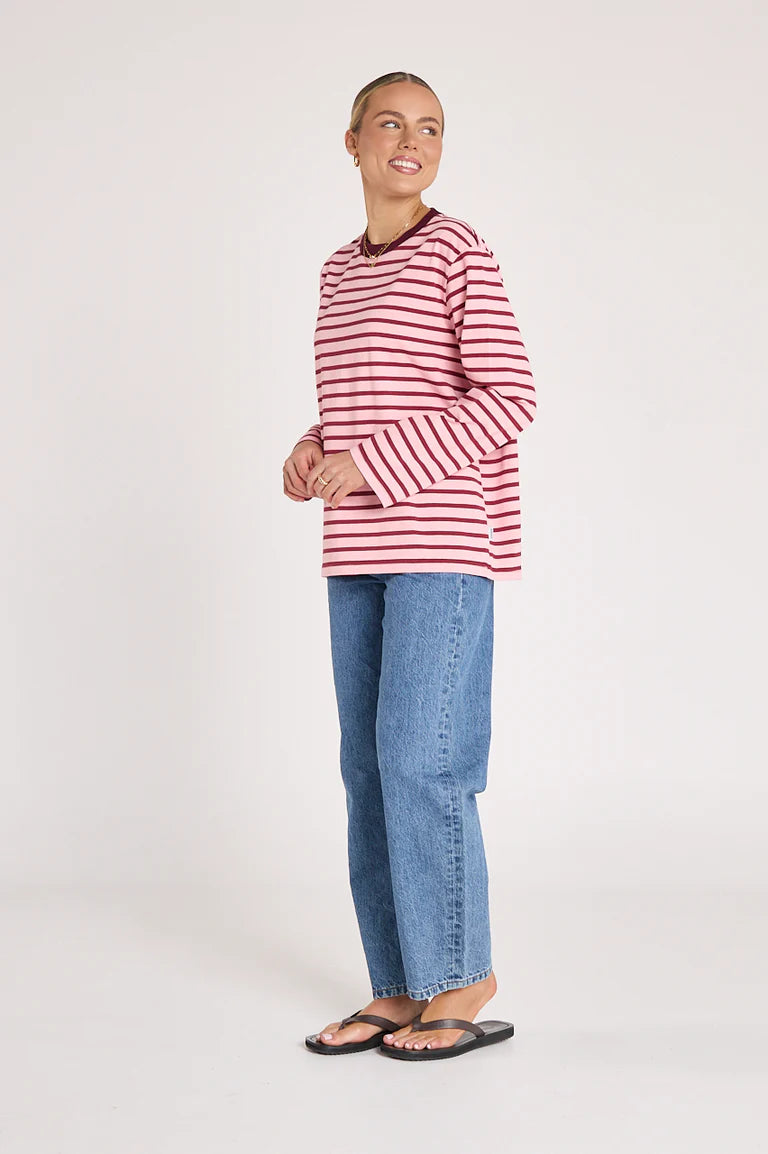 Carter Long Sleeve | Burgundy Pink Stripe {Coming Soon}