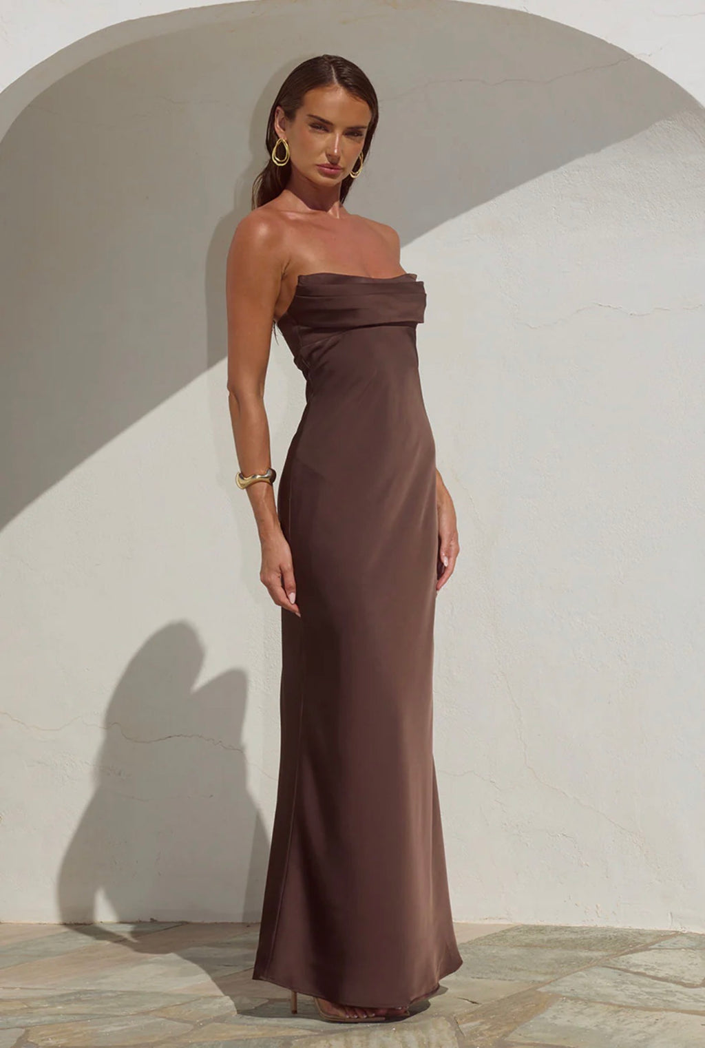 Madeleine Strapless Maxi Dress | Bitter Choc