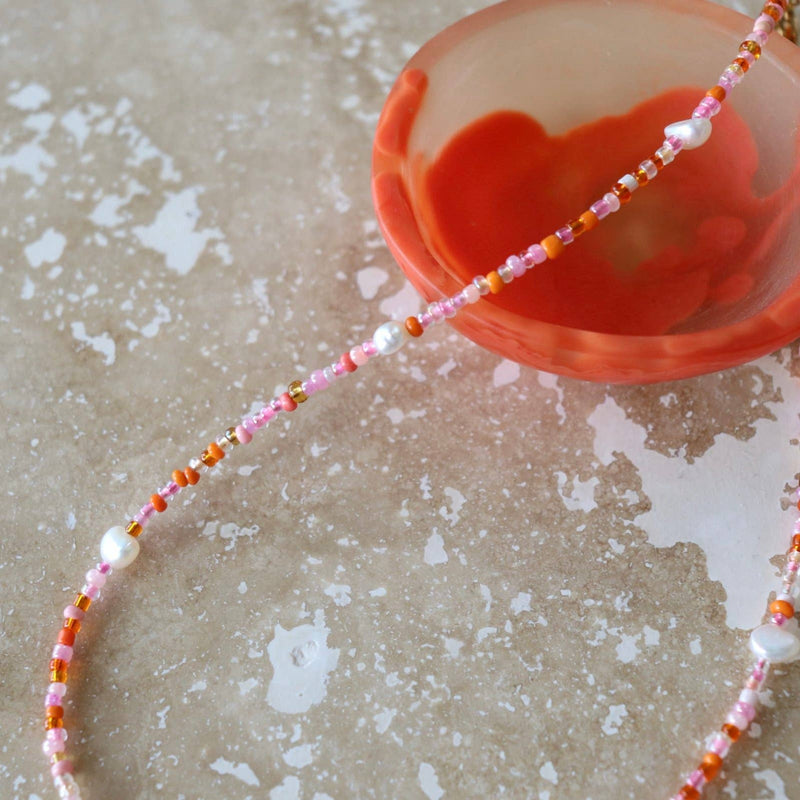 Spring - Necklace :Gold Stainless Steel / Adult Necklace 40-45cm / Mile (Multi Pearl)