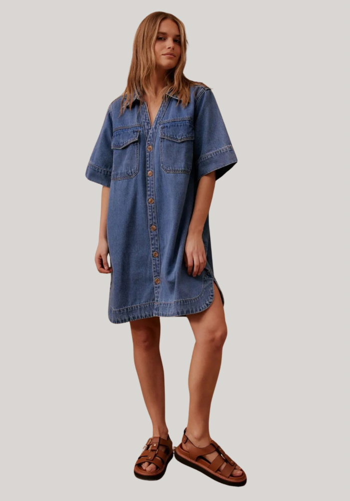 Sammy Relaxed Shirt Dress | Fresh Indigo