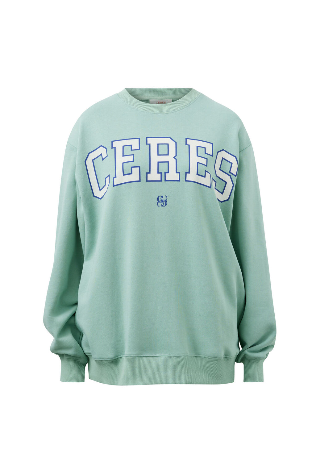 Isla Oversized Slouchy Crew | Seafoam & Polo Blue
