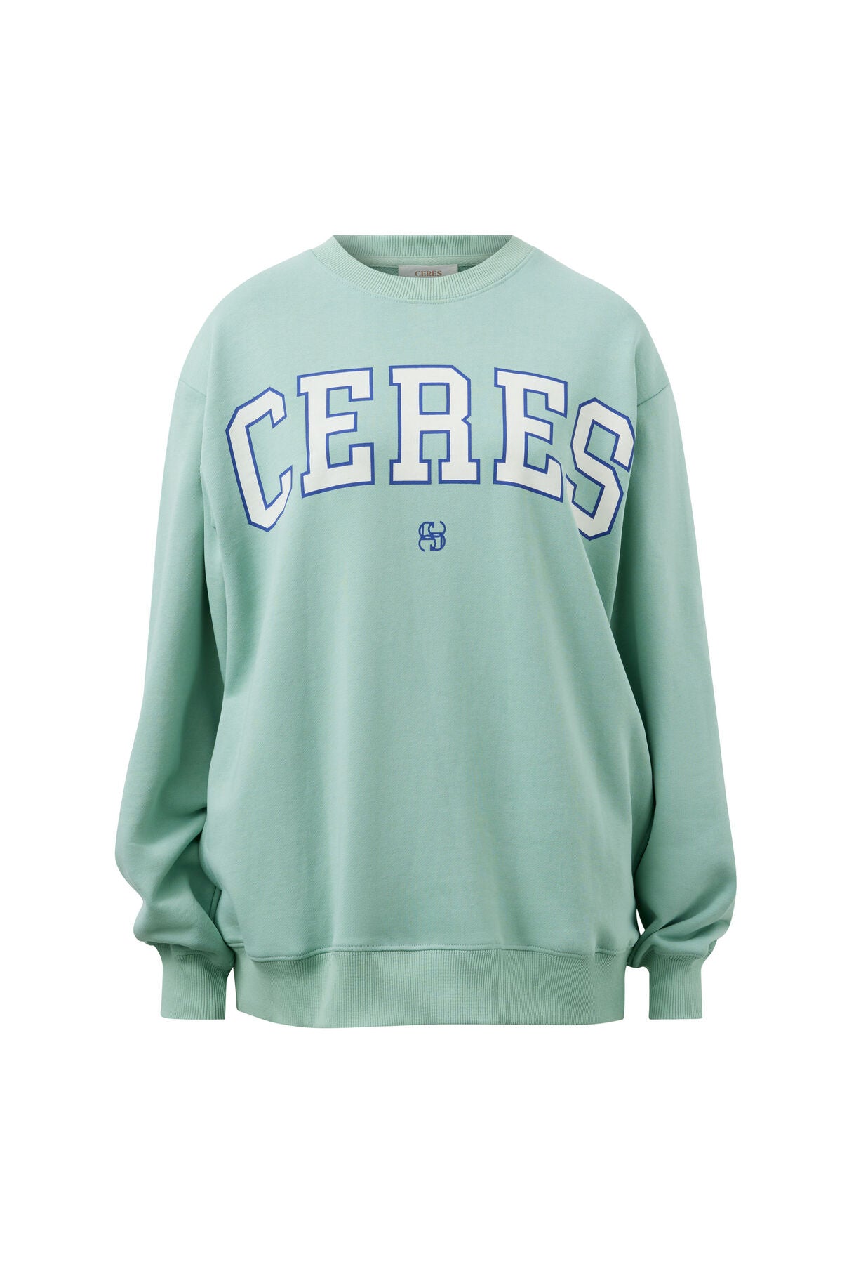 Isla Oversized Slouchy Crew | Seafoam & Polo Blue