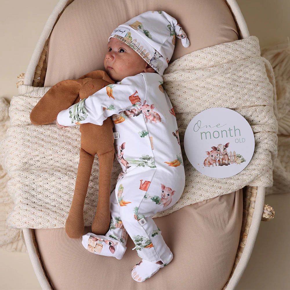 Organic Snuggle Sleepsuit Zip Footie | Farm