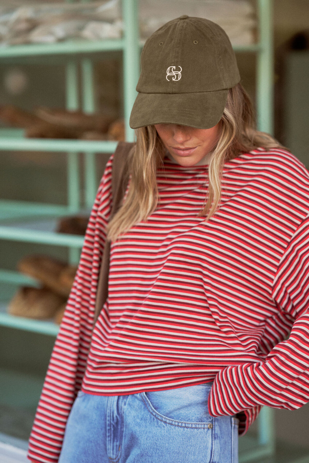 Pip Everyday Cap | Washed Olive/Ecru Monogram