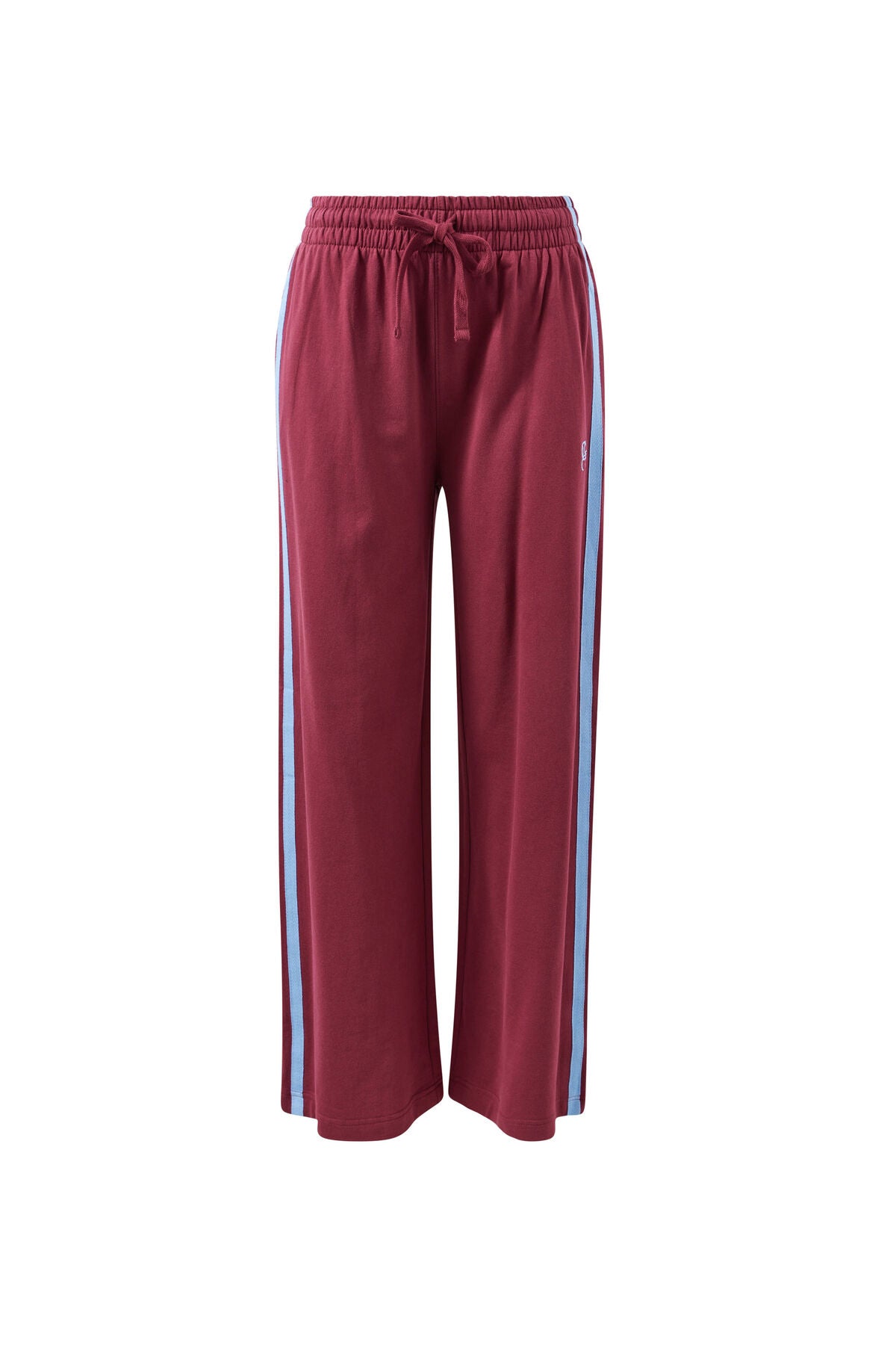 Gigi Wide Leg Terry Trackpant | Washed Burgundy & Sky Blue
