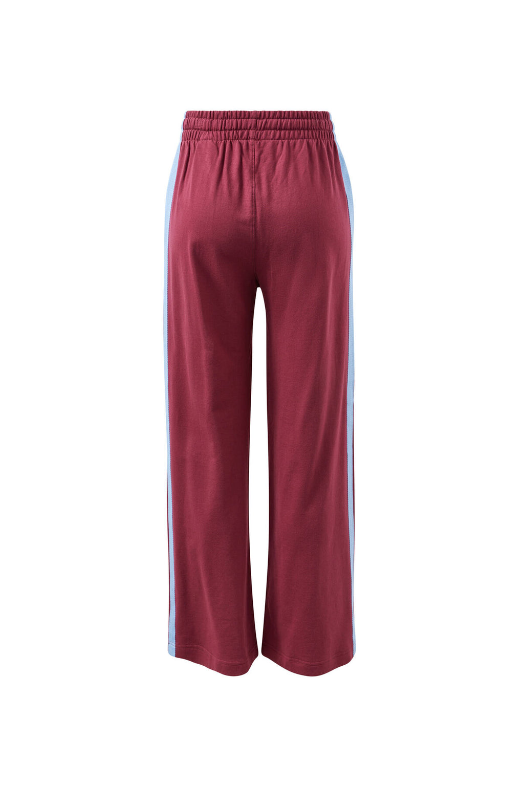 Gigi Wide Leg Terry Trackpant | Washed Burgundy & Sky Blue