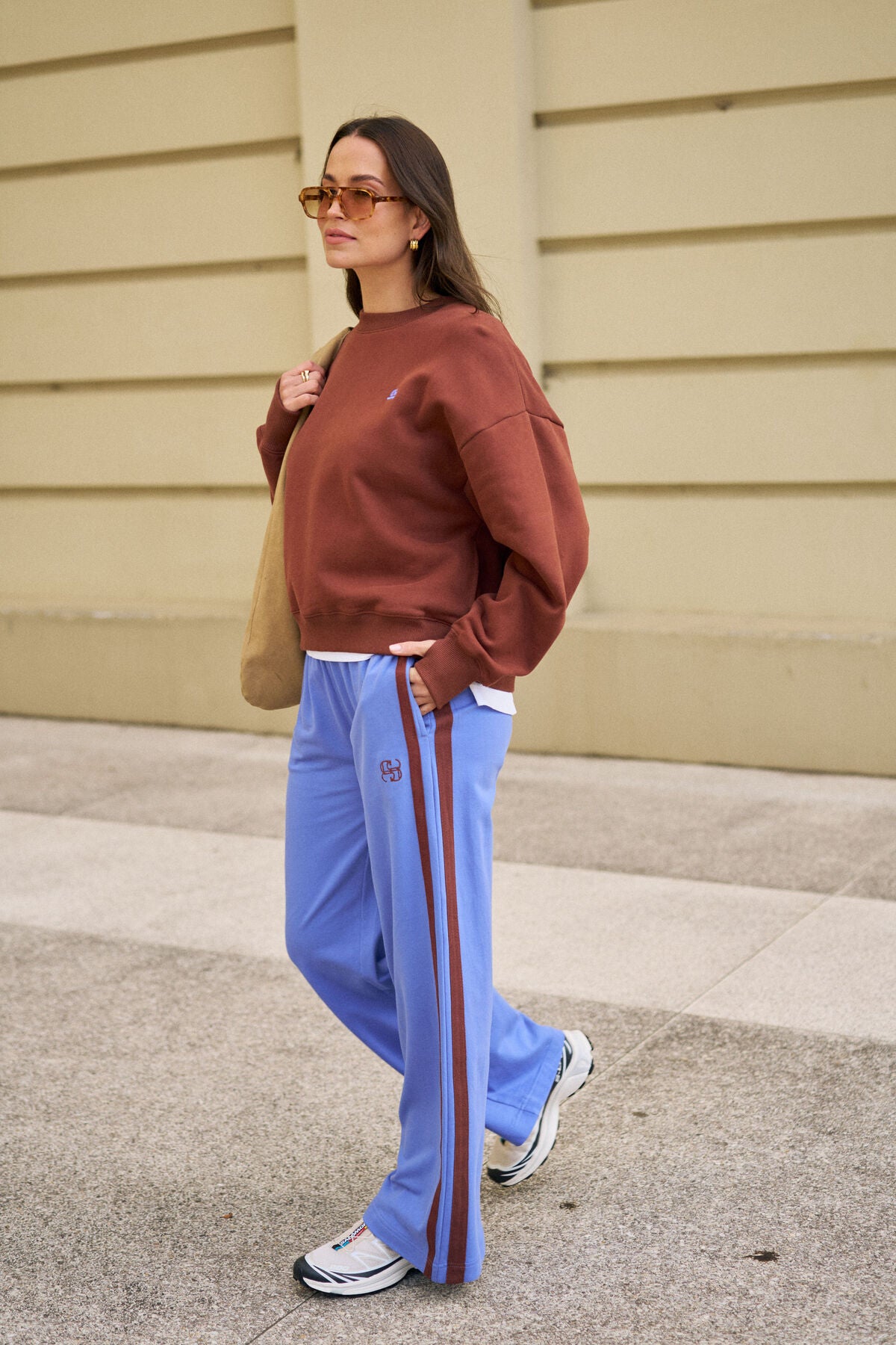 Gigi Wide Leg Terry Trackpant | Vintage Blue