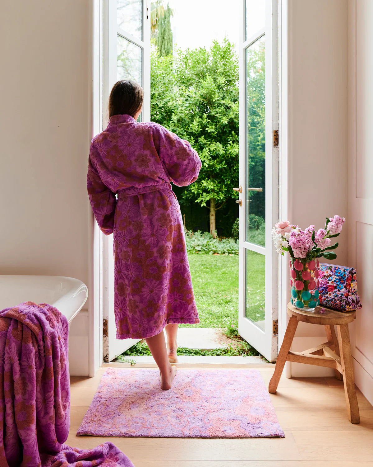 Peach Fleur Terry Bath Sheet