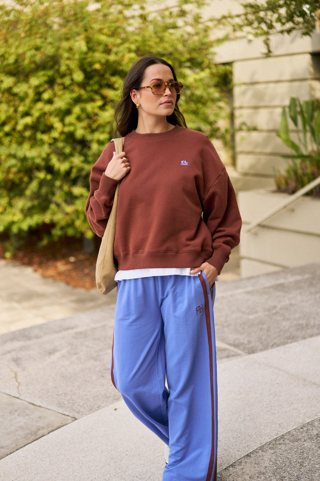 Gigi Wide Leg Terry Trackpant | Vintage Blue