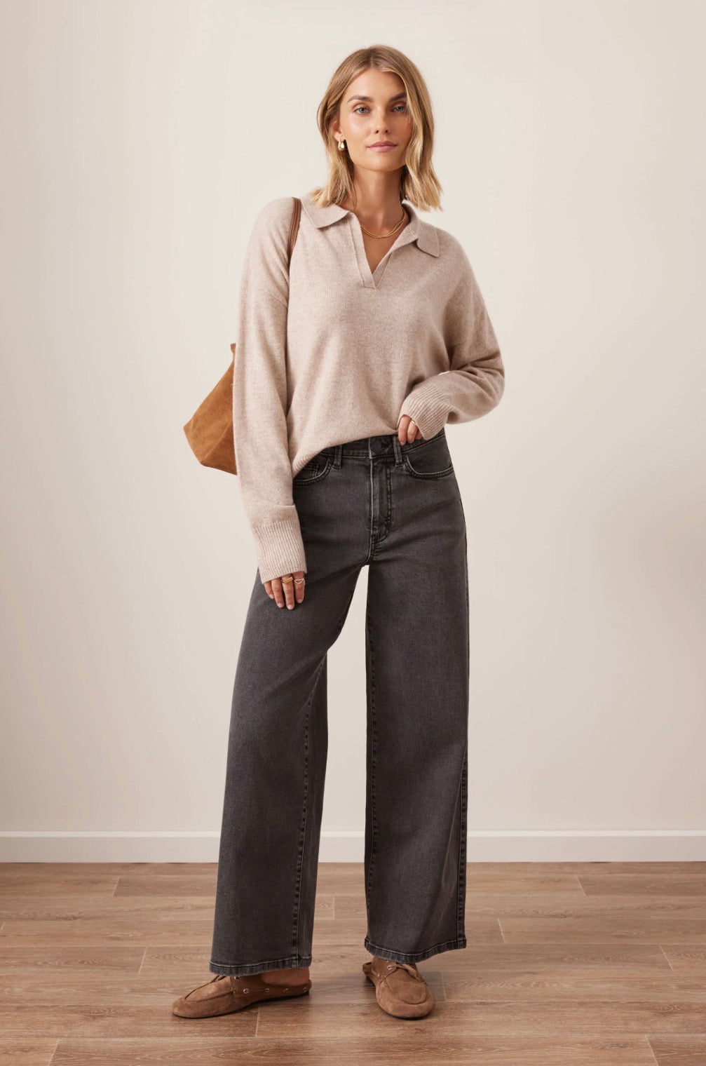 Core Wide Leg Jean | Washed Black