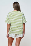 Riviera Embroidered Box-Cut Tee - Green / White - Apero