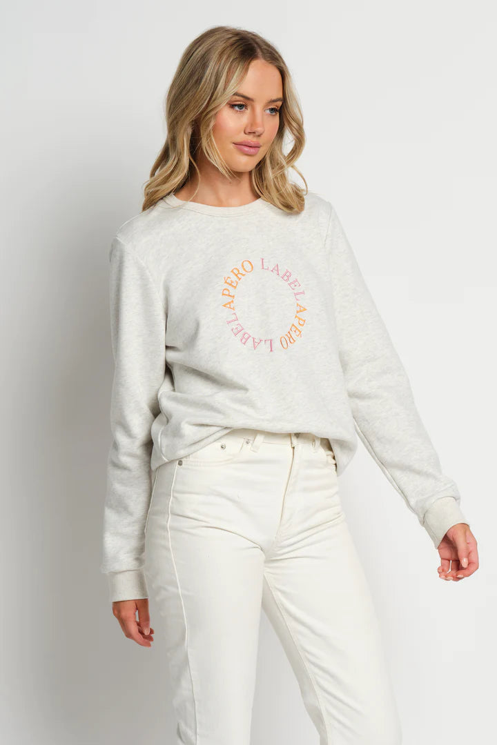 Apero Sphere Embroidered Jumper - Grey Marle / Multi