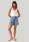 Billie Pleat Front Short | Mid Blue Wash
