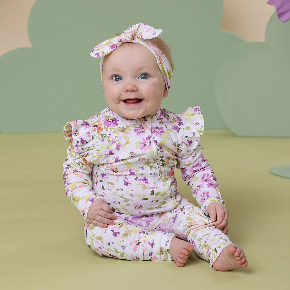 Organic Snugglesuit Convertible Romper with Frill | Isla