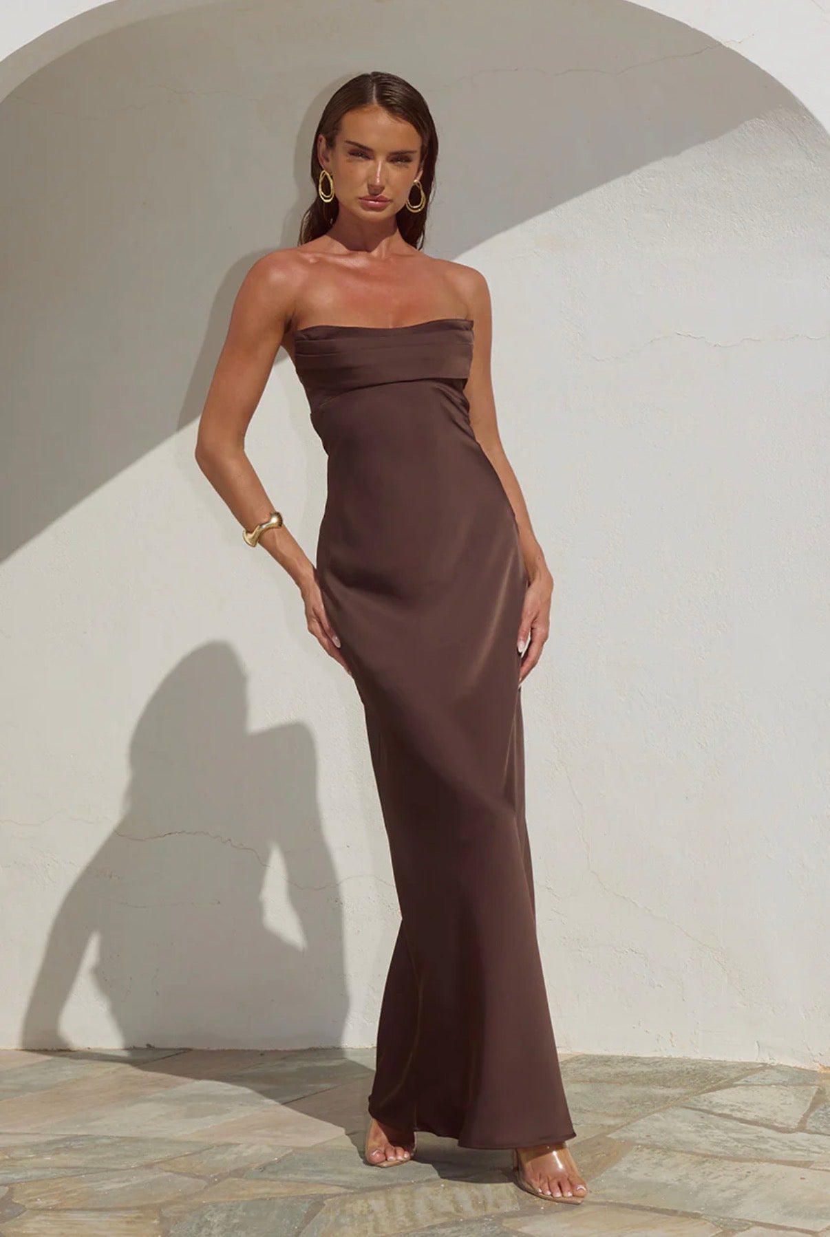 Madeleine Strapless Maxi Dress | Bitter Choc
