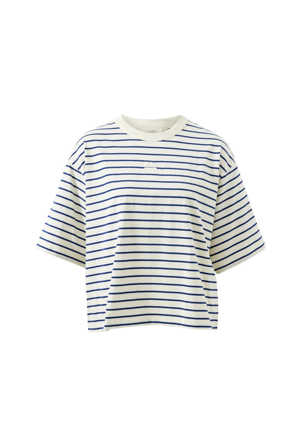 Phoebe Premium Tee | Milk & Blue Stripe