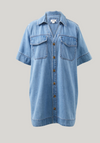 Sammy Relaxed Shirt Dress - Vintage Blue