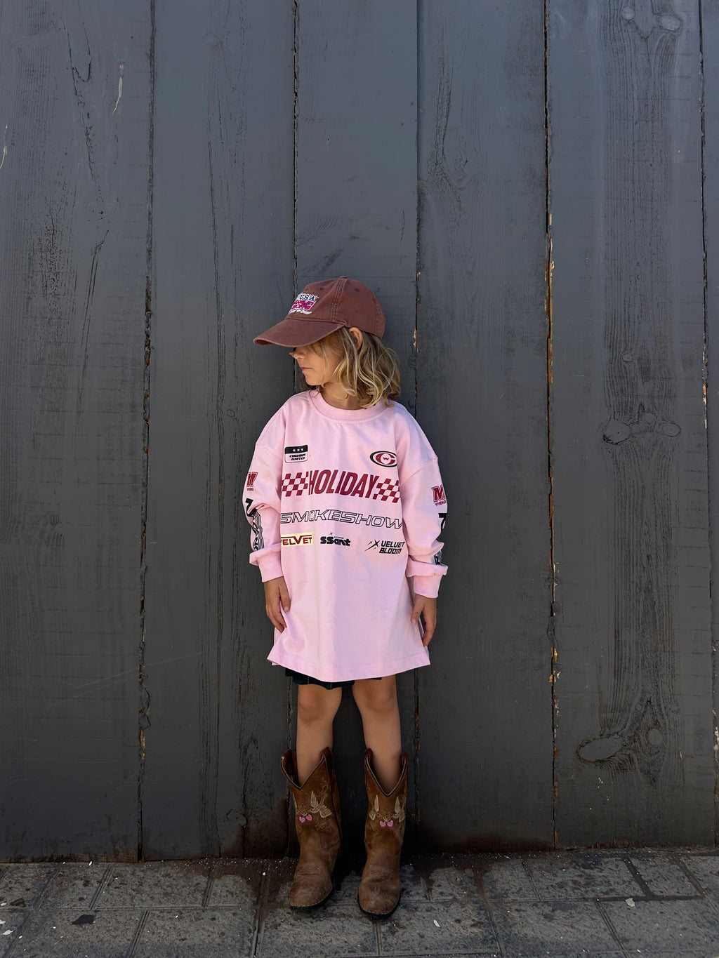 KIDS Moto Longsleeve Tee | Pink