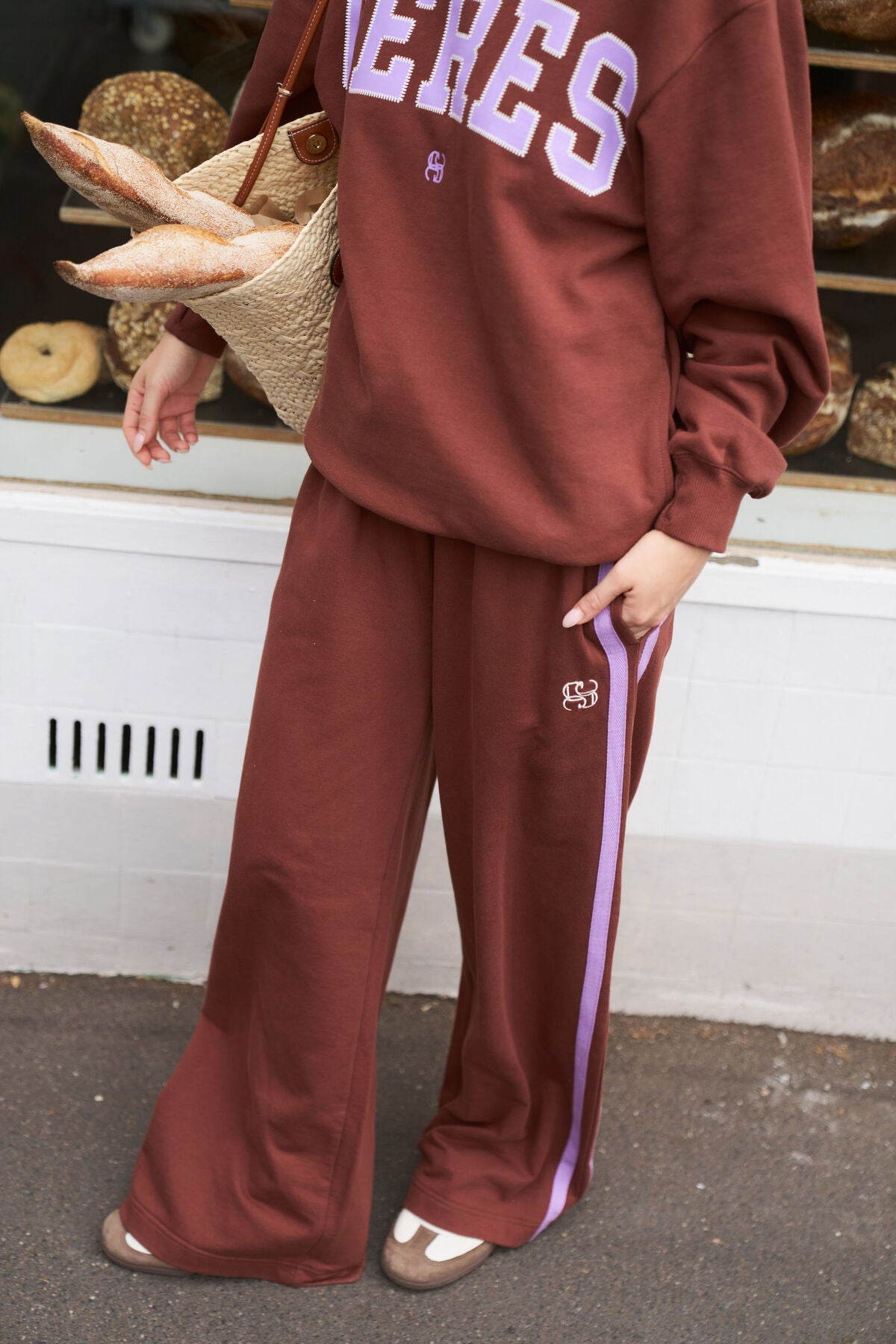 Gigi Wide Leg Terry Trackpant | Burnt Toffee