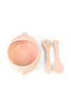 Bunny Silicon Suction Bowl with Cutlery - Blush