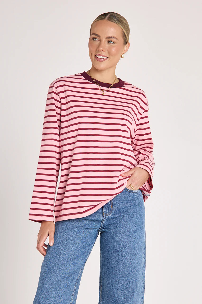 Carter Long Sleeve | Burgundy Pink Stripe {Coming Soon}