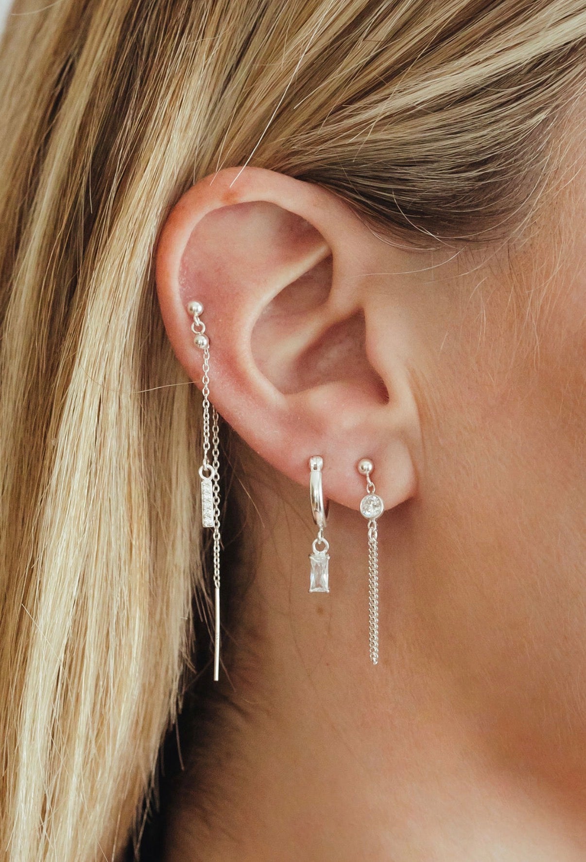 Gem Loop Earrings | Sterling Silver