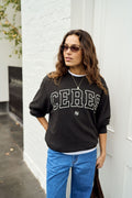 Isla Oversized Slouchy Crew | Phantom & White