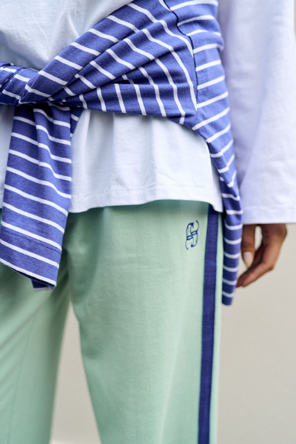 Gigi Wide Leg Terry Trackpant |Seafoam & Polo Blue
