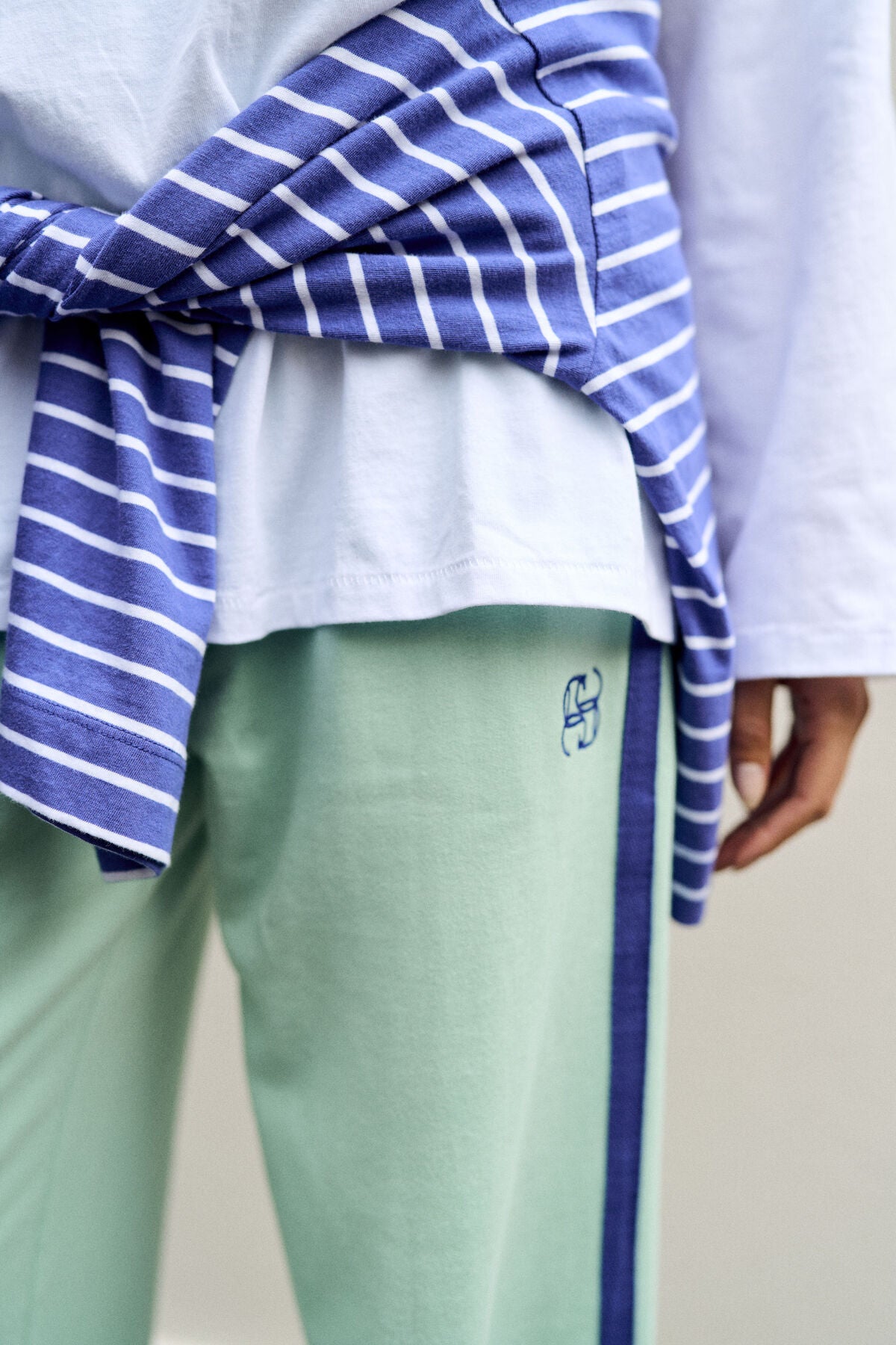 Gigi Wide Leg Terry Trackpant |Seafoam & Polo Blue