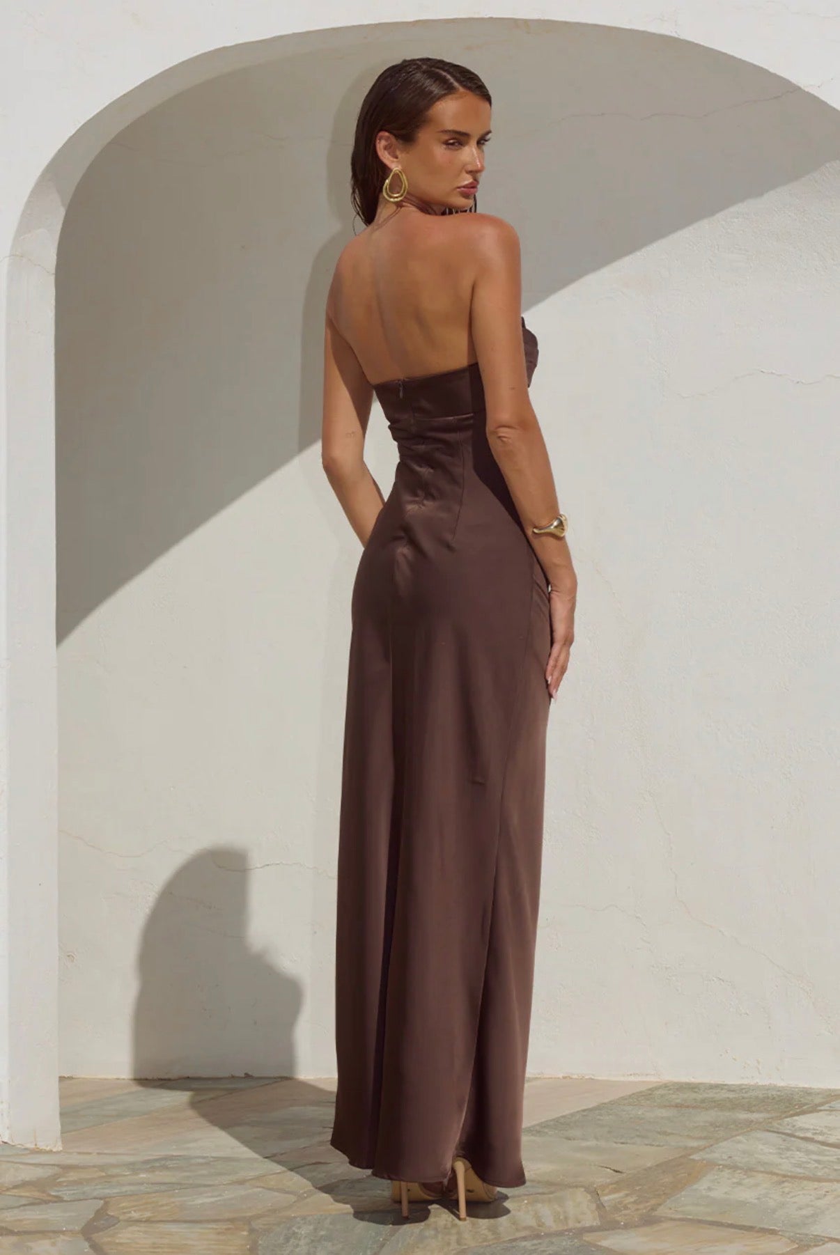 Madeleine Strapless Maxi Dress | Bitter Choc