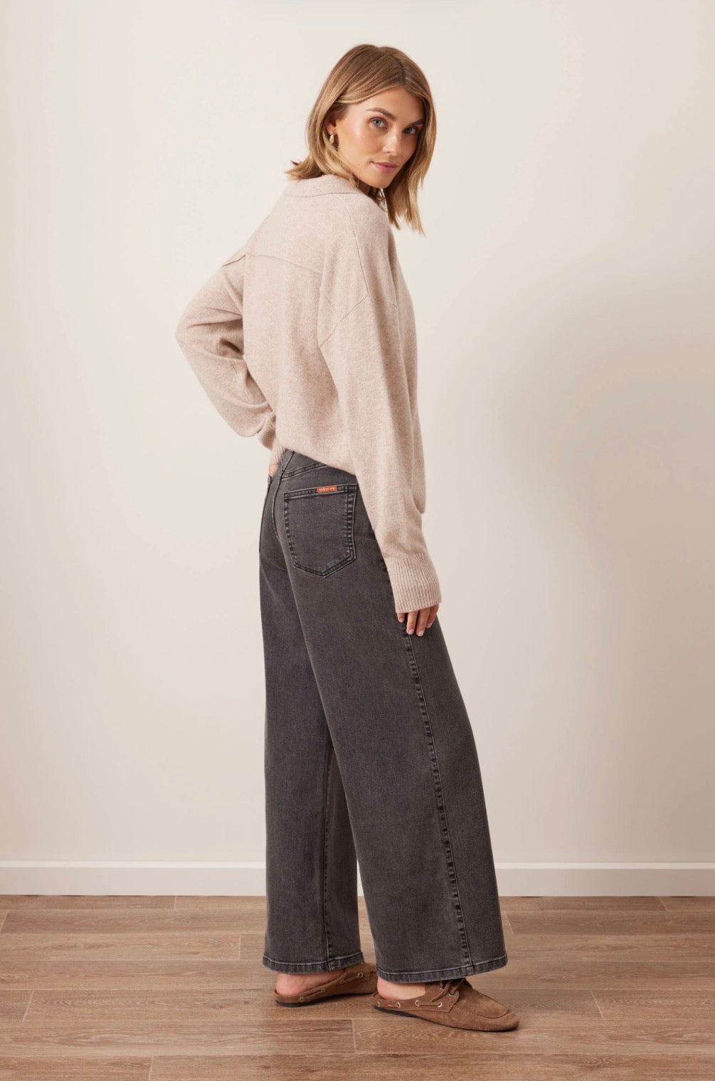 Core Wide Leg Jean | Washed Black