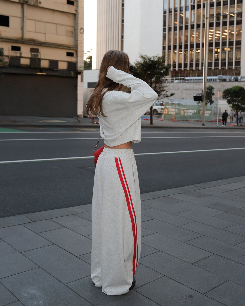 Cropped Hoodie Grey/Red