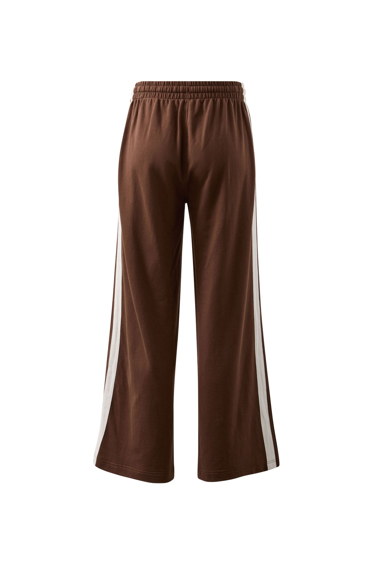 Gigi Wide Leg Terry Trackpant | Choc Side Stripe