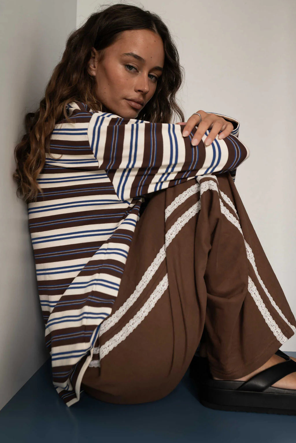 {PREORDER} The Andi Long Sleeve | Stripe Blue/Brown
