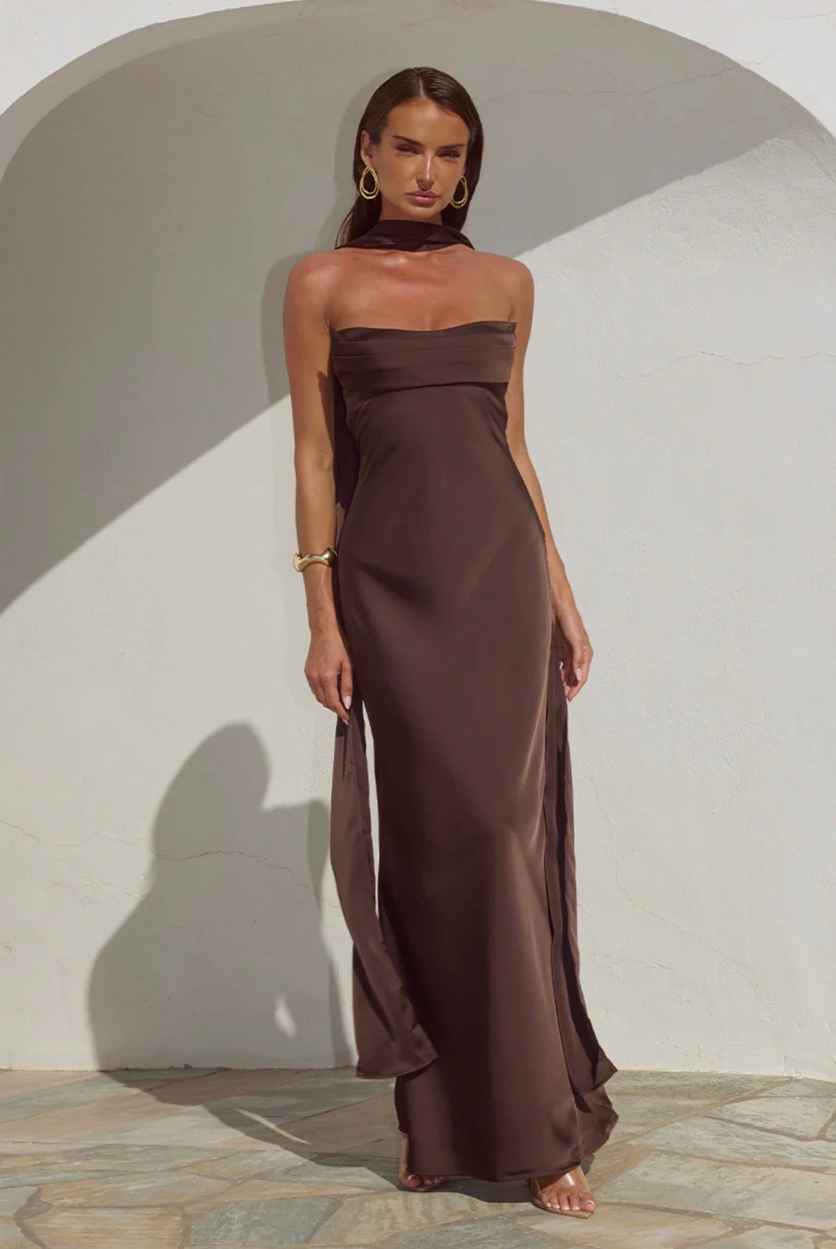 Madeleine Strapless Maxi Dress | Bitter Choc