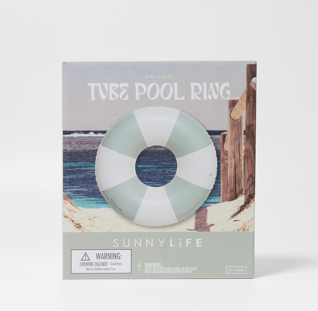 Tube Pool Ring | Soft Olive Stripe