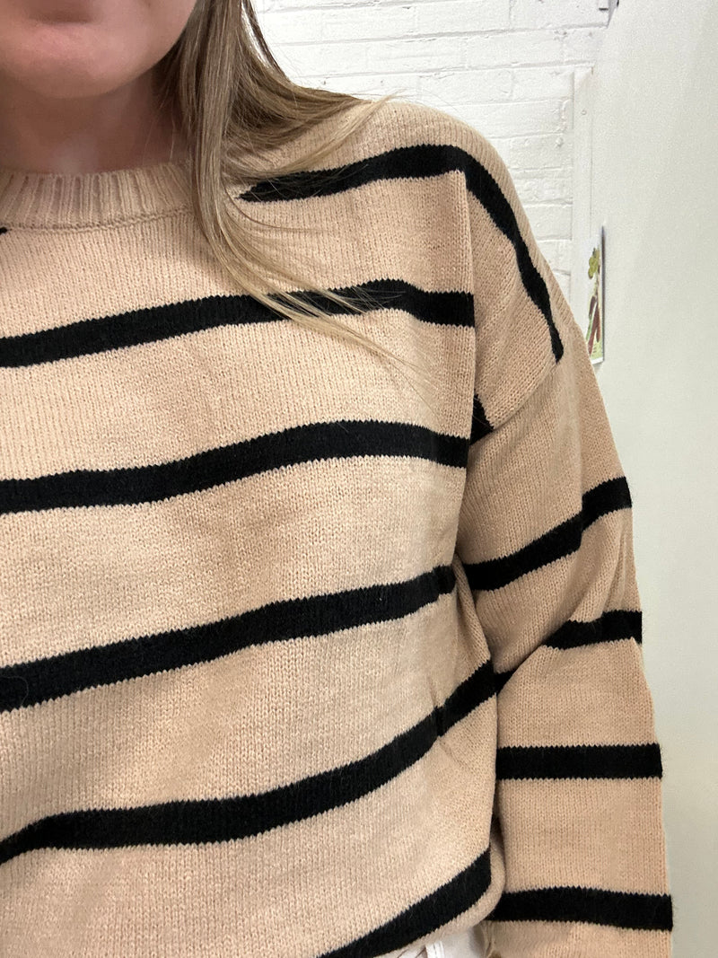 Olivia Knit - Beige/ Black