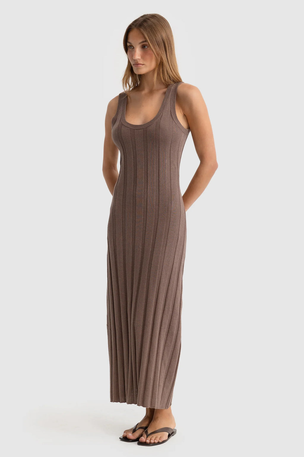 Amara Full Length Knit Dress | Espresso