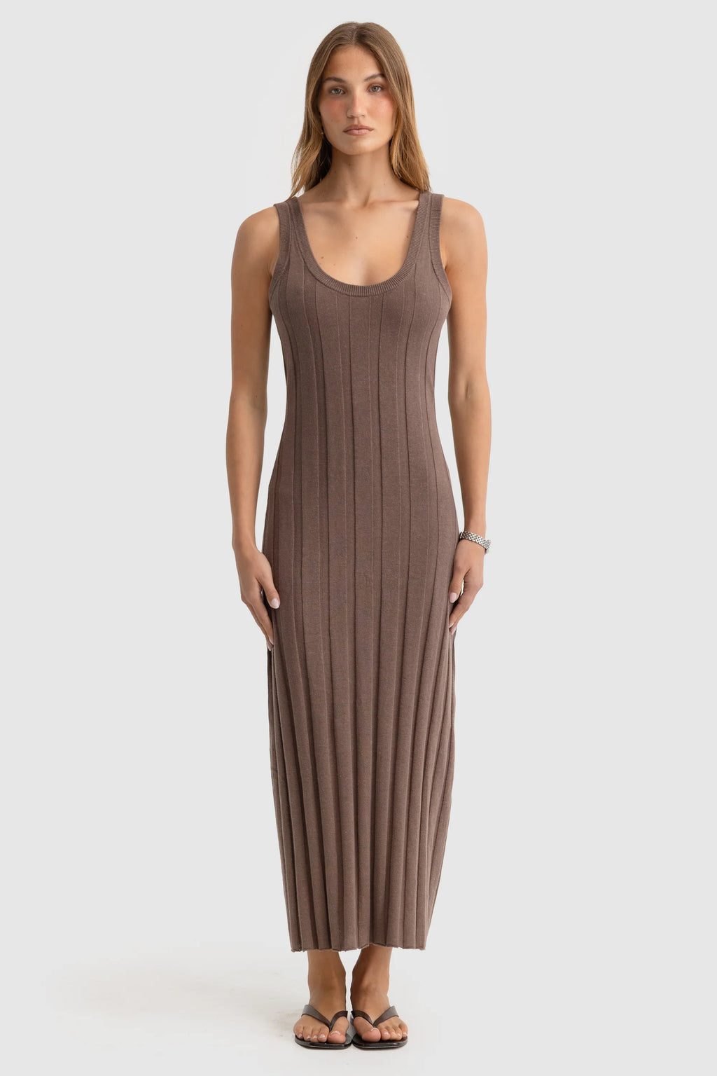 Amara Full Length Knit Dress | Espresso